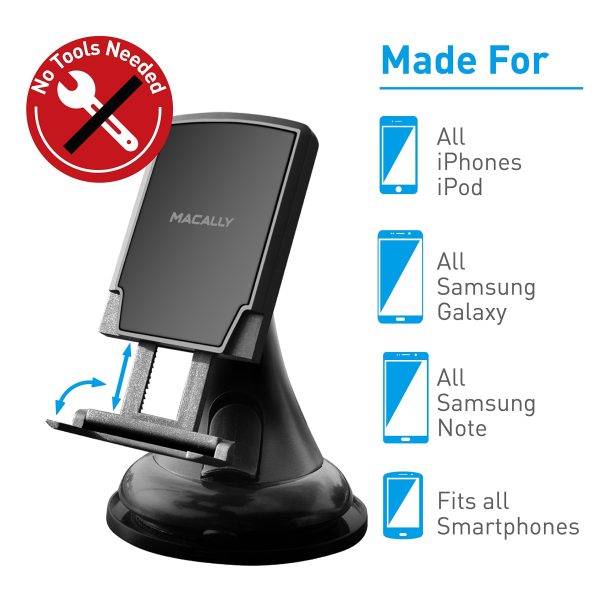 Macally Universal Dashboard   Windshield Magnetic Car Mount Phone Holder for Cell Phones GPS & Mini Tablets | 4 Metal Plates Included Circle Rectangle Heart & Diamond (MGRIPMAG) Dashboard & Windshield Hot on Sale