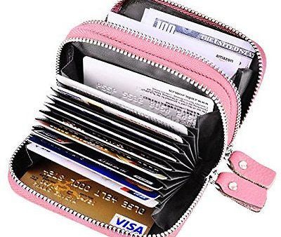 RFID Blocking Genuine Leather Cash Coin Credit Card Holder Wallet For Women Pink Sale