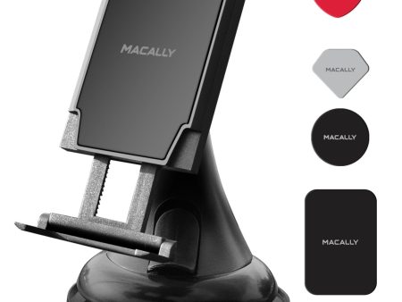 Macally Universal Dashboard   Windshield Magnetic Car Mount Phone Holder for Cell Phones GPS & Mini Tablets | 4 Metal Plates Included Circle Rectangle Heart & Diamond (MGRIPMAG) Dashboard & Windshield Hot on Sale