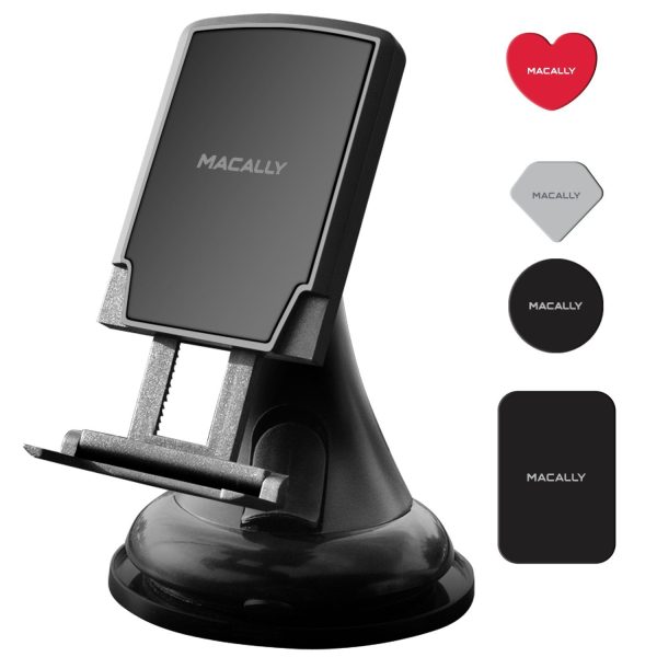 Macally Universal Dashboard   Windshield Magnetic Car Mount Phone Holder for Cell Phones GPS & Mini Tablets | 4 Metal Plates Included Circle Rectangle Heart & Diamond (MGRIPMAG) Dashboard & Windshield Hot on Sale