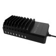 FLECK CS008 Multi-Device 8-Port USB Desktop Charging Station (Black) Black Online now