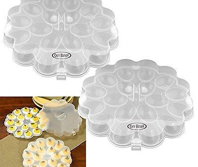 Set Of 2 Deviled Egg Trays Carrier Platters With Lids Travel Plates Containers Online Sale