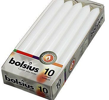 Bolsius Pack of 10 White Dinner Table Candles 10 Inch Discount