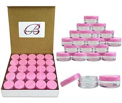 Pink 50 Pieces Clear Plastic Cosmetic Sample Empty Container Jars Pot Small New Supply