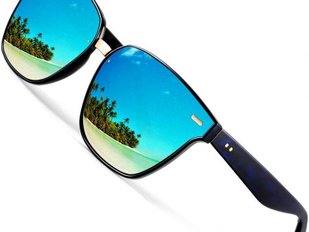 ATTCL Unisex Wayfarer Sunglasses 100% Polarized UV Protection Blue as the pictures Hot on Sale