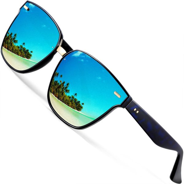 ATTCL Unisex Wayfarer Sunglasses 100% Polarized UV Protection Blue as the pictures Hot on Sale