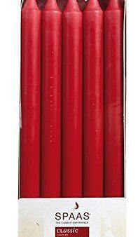 10 Red Classic Dinner   Table Candles - 24cm - 8 Hour Burn - Non Drip (Red) Online now