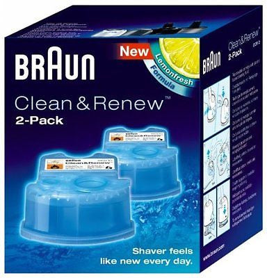 2 Count Genuine Braun Clean Renew Cartridge Refills Series 3,5,7 Shaver Cleaner Supply