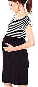 Simplicity Women s Maternity Summer Baby Shower Dress Short Sleeves, Black White Online