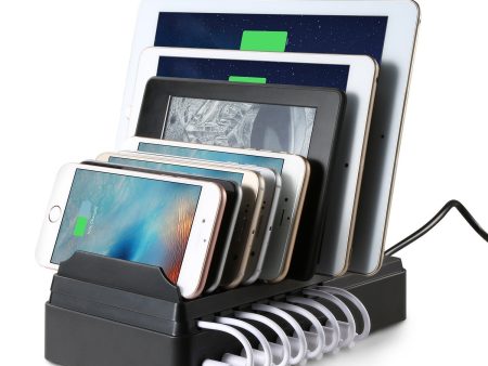 FLECK CS008 Multi-Device 8-Port USB Desktop Charging Station (Black) Black Online now