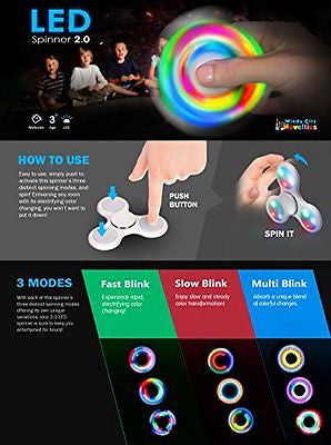 2nd Gen Push Activated 3 Flashing Modes LED Glow Premium Fidget Focus Spinner Sale