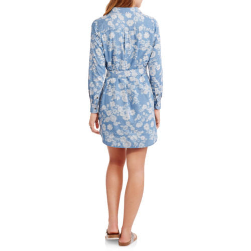 Faded Glory Women s  Floral Chambray Dress Fashion